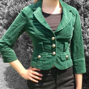 Bebe Green Velveteen Holiday Blazer